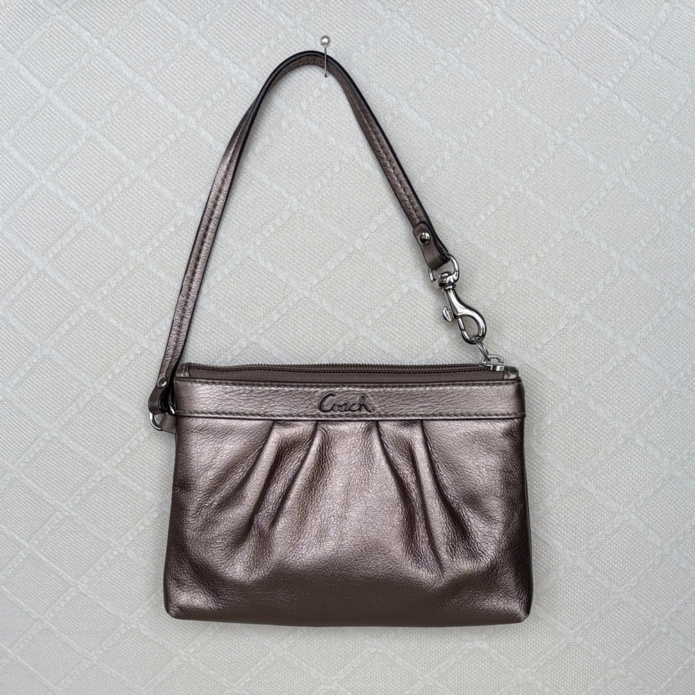 Coach Shimmering Brown Leather Wristlet
